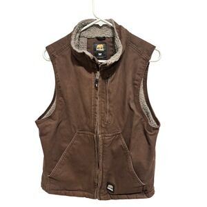 Berne Apparel Mens M Heartland Sherpa Lined Canvas Work Vest Bark Brown V818